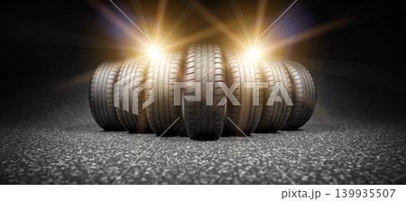Vehicle tires on the road 139935507