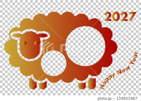 2027年羊年卡:有框羊圖案標誌 2027年羊年卡:有框羊圖案標誌 139935867