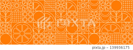 Orange fruit abstract geometric pattern in minimalism style. Geometric line drawing. Natural organic shapes of plants, eco farming. Designer fabric, card, wrapping paper, cover. Orange fruit abstract geometric pattern in minimalism style. Geometric line drawing. Natural organic shapes of plants, eco farming. Designer fabric, card, wrapping paper, cover. 139936175