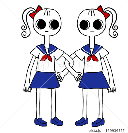 セーラー服で腕を組む女の子二人 セーラー服で腕を組む女の子二人 139936555