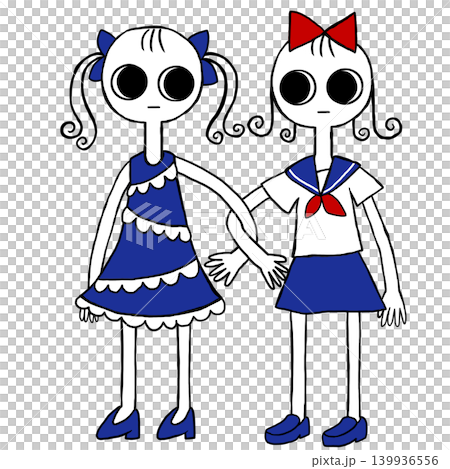 兩個女孩友善地挽著手臂。 兩個女孩友善地挽著手臂。 139936556