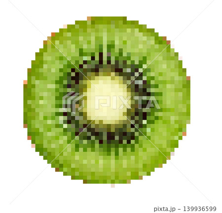 Kiwi fruit cross section creating pixelated artistic food Kiwi fruit cross section creating pixelated artistic food 139936599