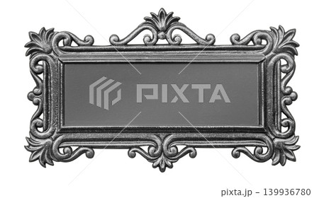 Cast iron name plate blank with ornate scrollwork Cast iron name plate blank with ornate scrollwork 139936780