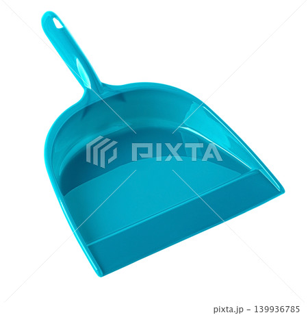 Blue plastic dustpan cleaning tool collecting debris Blue plastic dustpan cleaning tool collecting debris 139936785