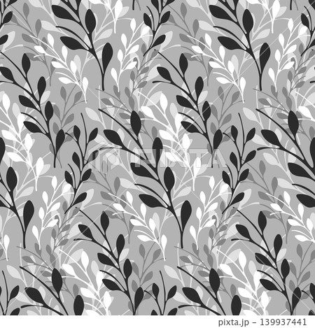 A decorative seamless pattern featuring stylized botanical branches and leaves. A decorative seamless pattern featuring stylized botanical branches and leaves. 139937441
