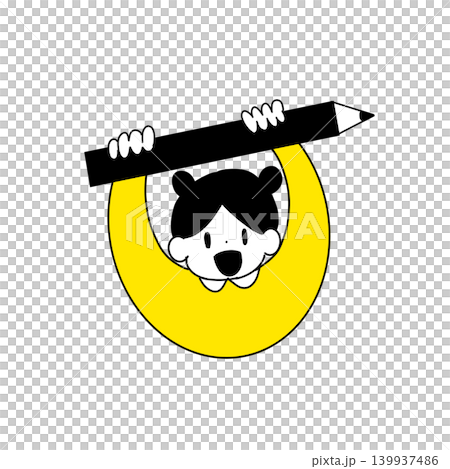 A child holding up a pencil A child holding up a pencil 139937486