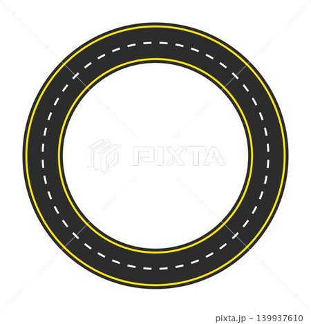 circular road frame with yellow markings and dashed lane divider vector illustration circular road frame with yellow markings and dashed lane divider vector illustration 139937610