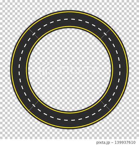 circular road frame with yellow markings and dashed lane divider vector illustration circular road frame with yellow markings and dashed lane divider vector illustration 139937610