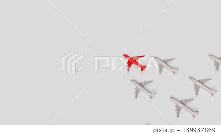 Red Leader Airplane In Minimal Formation 3d render. 139937869