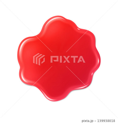 Red paint drop 3D realistic vector illustration, melt honey syrup, color nectar splash, glossy liquid rounded stain Red paint drop 3D realistic vector illustration, melt honey syrup, color nectar splash, glossy liquid rounded stain 139938018