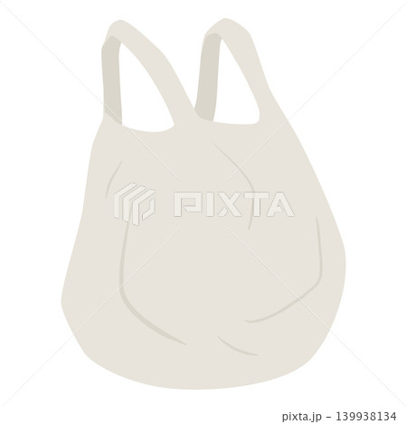 White plastic shopping bag with handles. Storage and carrying bag. 139938134