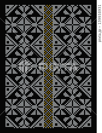 Embroidery cross-stitch geometric pattern on black 139938931