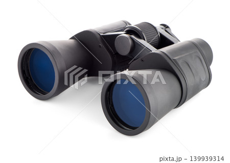 Black binoculars isolated Black binoculars isolated 139939314