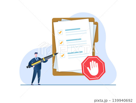 Regulatory Compliance Checklist with Stop Sign Icon Stock Illustration. Regulatory Compliance Checklist with Stop Sign Icon Stock Illustration. 139940692