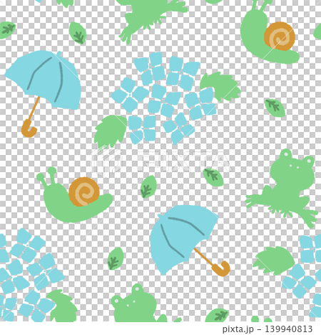 梅雨のアイテム模様_絵本風_子供向け 139940813