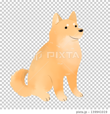 A watercolor-style illustration of a Shiba Inu sitting and smiling. A cute cut of a Japanese dog. A watercolor-style illustration of a Shiba Inu sitting and smiling. A cute cut of a Japanese dog. 139941019