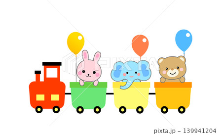 汽車に乗るかわいい動物たち 139941204