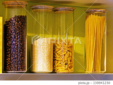 Tall plastic bowls with food Tall plastic bowls with food 139941230