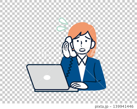 A troublesome woman who handles things while talking on the phone with her PC open. A troublesome woman who handles things while talking on the phone with her PC open. 139941446