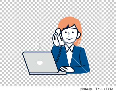 PCを開いて電話で話しながら対応する女性 139941448