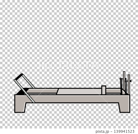 Illustration of a reformer used in machine Pilates. Illustration of a reformer used in machine Pilates. 139941523