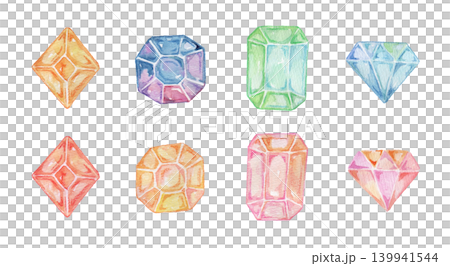 閃亮的寶石插畫(水彩) 閃亮的寶石插畫(水彩) 139941544
