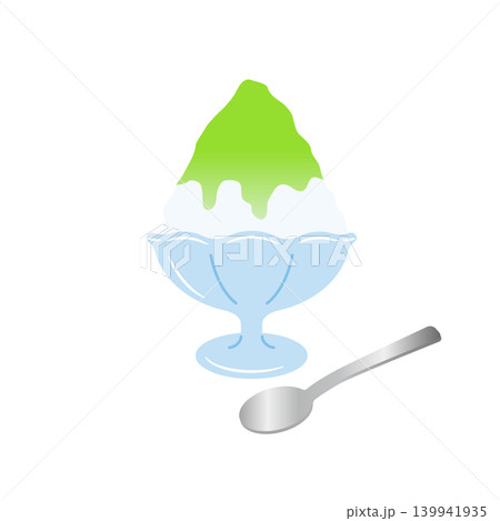 メロン味のかき氷 イラスト メロン味のかき氷 イラスト 139941935