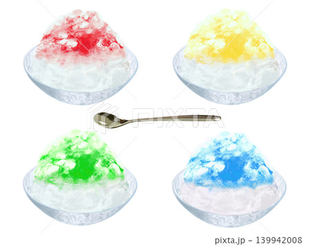かき氷(いちご、レモン、メロン、ブルーハワイ)ガラス器 かき氷(いちご、レモン、メロン、ブルーハワイ)ガラス器 139942008