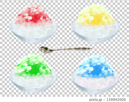 かき氷(いちご、レモン、メロン、ブルーハワイ)ガラス器 かき氷(いちご、レモン、メロン、ブルーハワイ)ガラス器 139942008