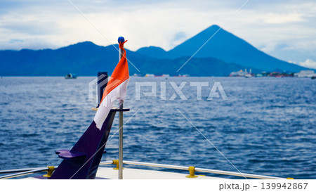 Beautiful sea view with Mount Jailolo in the background, West Halmahera, Indonesia Beautiful sea view with Mount Jailolo in the background, West Halmahera, Indonesia 139942867