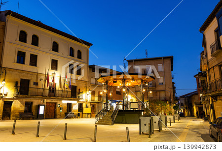 Historical landmark - music kiosk at square Espana in park Jose Antonio Labordeta. City of Cenicero. Spain 139942873
