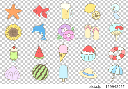 A set of cute, simple summer-themed icons. A set of cute, simple summer-themed icons. 139942935