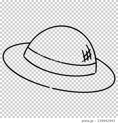 可愛的夏季主題單色插畫圖標，草帽 139942943