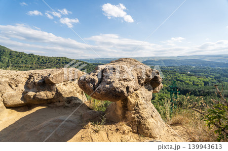View of Kislovodsk Park and the cable car from the mountain 139943613