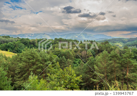 Summer Mountains Landscape with Green forest. Summer Mountains Landscape with Green forest. 139943767