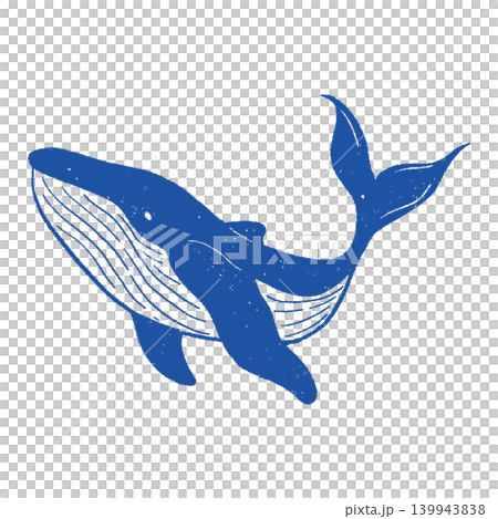 版畫風格,版畫風格,遊動的鯨魚,單色,藍色 版畫風格,版畫風格,遊動的鯨魚,單色,藍色 139943838