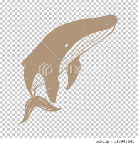 Printmaking style: Swimming whale, monochrome, gold 139943845