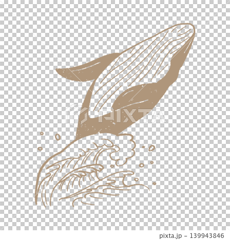 Printmaking style: Jumping whale and waves, monochrome, gold Printmaking style: Jumping whale and waves, monochrome, gold 139943846