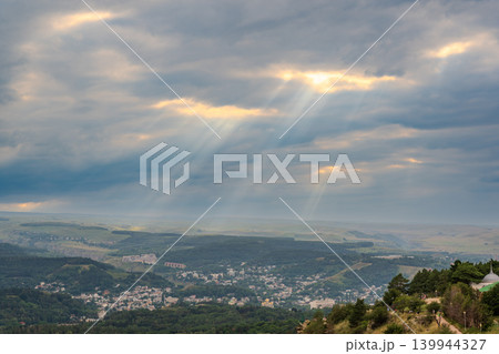 View of the mountains and Kislovodsk from the observation decks of the Kislovodsk Park View of the mountains and Kislovodsk from the observation decks of the Kislovodsk Park 139944327