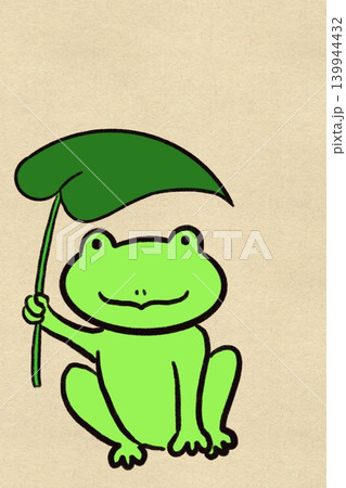 和紙背景のかわいいカエルの夏イラスト 139944432