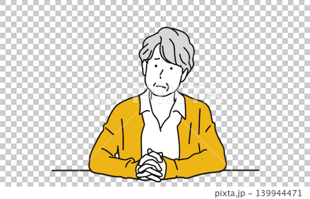 困った表情のシニア女性のイラスト素材 139944471