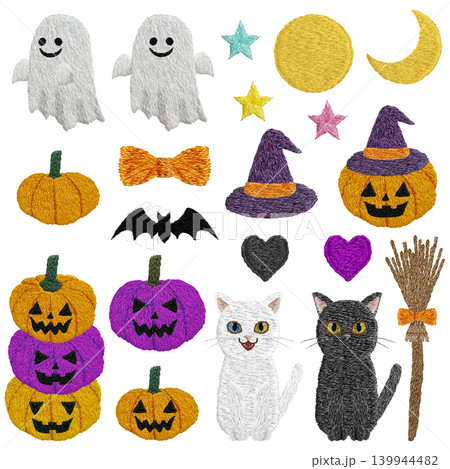 【ハロウィン素材セット】手刺繍イラスト素材 139944482