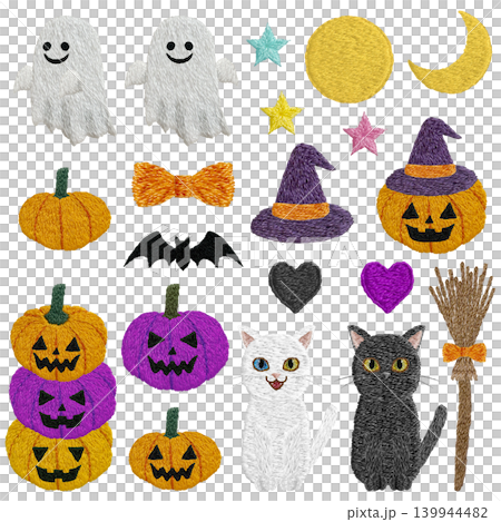【ハロウィン素材セット】手刺繍イラスト素材 139944482