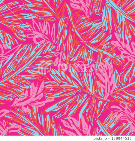 Tropical Leaves Surface Pattern Design In Hot Pink For Fashion And Home Textiles Tropical Leaves Surface Pattern Design In Hot Pink For Fashion And Home Textiles 139944533