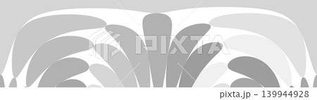 Abstract gray and white background featuring a symmetrical floral or fan pattern with rounded shapes. 139944928