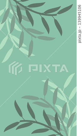 Muted abstract leaf-branch corner background  139945106
