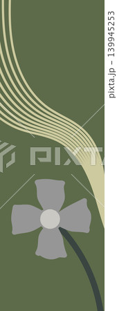 Muted abstract floral vertical bookmark background with decorative line accents 139945253