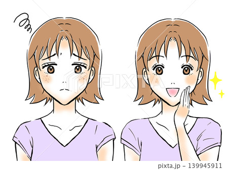 シミが綺麗になって喜ぶ女性 シミが綺麗になって喜ぶ女性 139945911