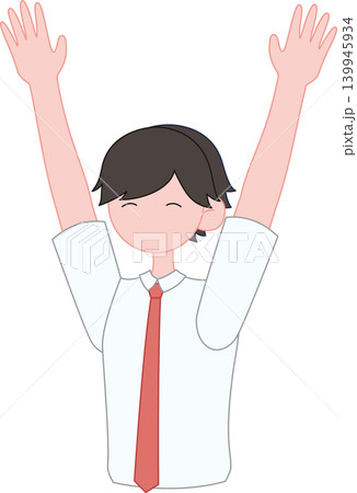 喜ぶ夏服の男子生徒 喜ぶ夏服の男子生徒 139945934