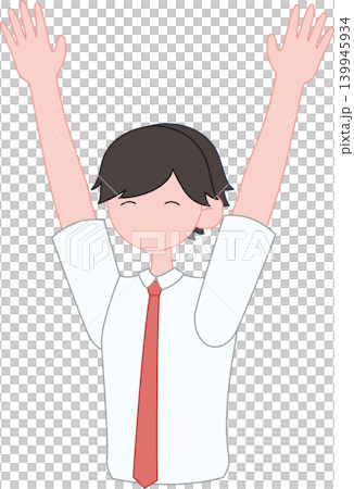 喜ぶ夏服の男子生徒 喜ぶ夏服の男子生徒 139945934